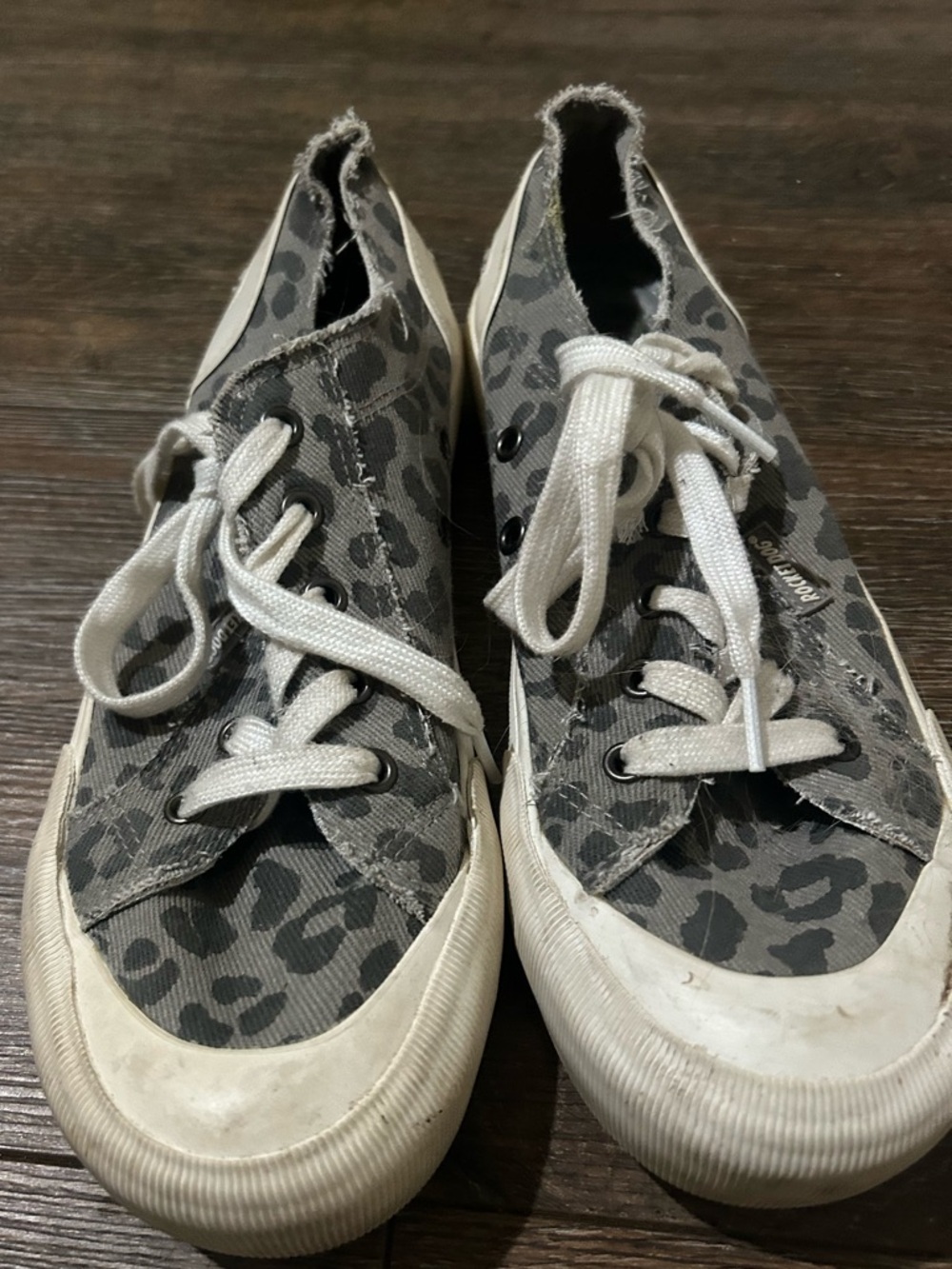 Rocket Dog Gray Leopard Canvas Lace-Up Sneakers